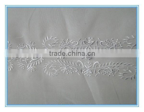 White Chiffon Embroidery Design Casual Blouse For Fat Woman Clothing