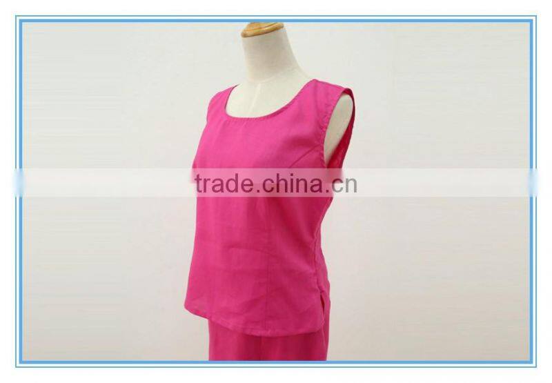 Linen Fabric Floral Embroidery Monogram Scallop Church Suits For Lady