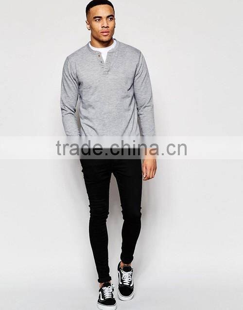 Jiangxi mass garm ent factory, 2016 men long sleeve quick dry slim fit henley tee shirt overseas custom
