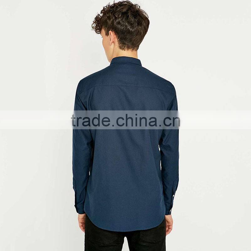 Wholesale plain long sleeve linen cotton shirt blue formal custom shirts for men