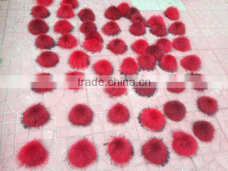 DIY 13cm Real Raccoon Fur Pompoms Fur balls for knitted beanies keychain and scarves shoes Real fur pom pom Wholesale