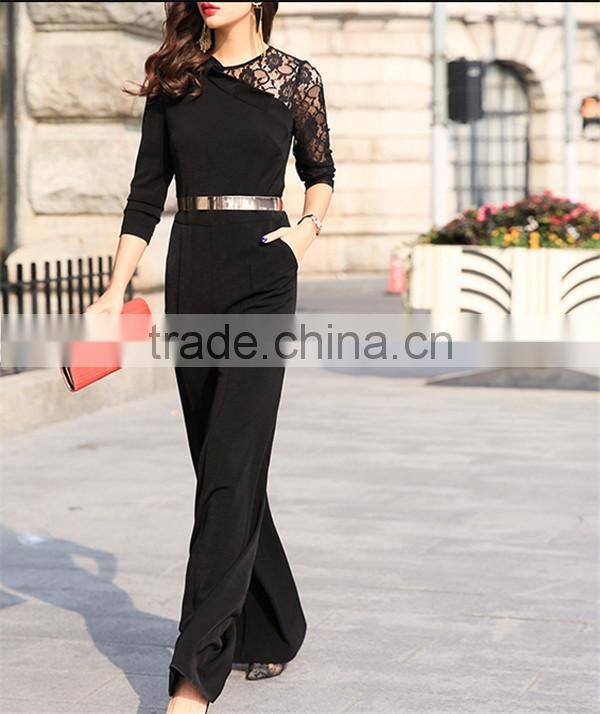2015 fashion gauze fan k 'uan loose stitching female jumpsuits