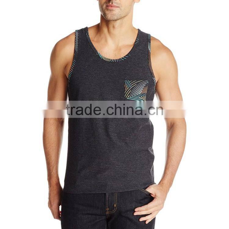 Wholesale 100% Cotton Mens Tank Top With Pocket Bulk Fashion Design Stringer Tank Top Custom