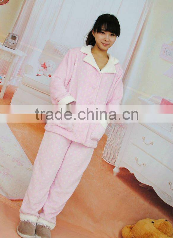 girls' 100% polyester pink coral fleece pajama