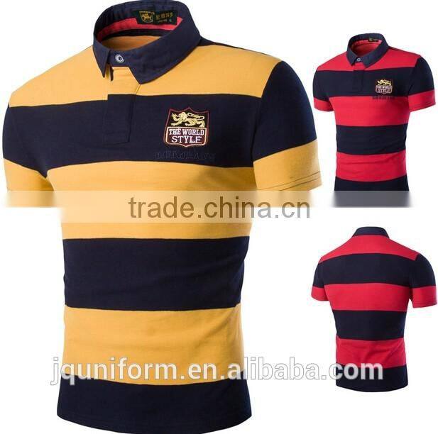 2016 Custom factory wholesale Striped Tee Shirt Men Short Sleeve polo Turn-down Collar man shirt