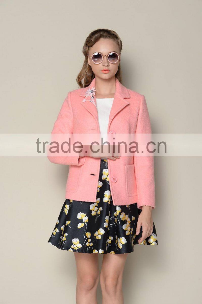 brand designer 2015 European style elegant plain coats and jackets woman