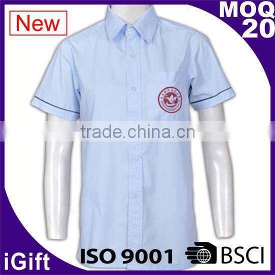 Applique Embroidery logo private school girl uniform shirt
