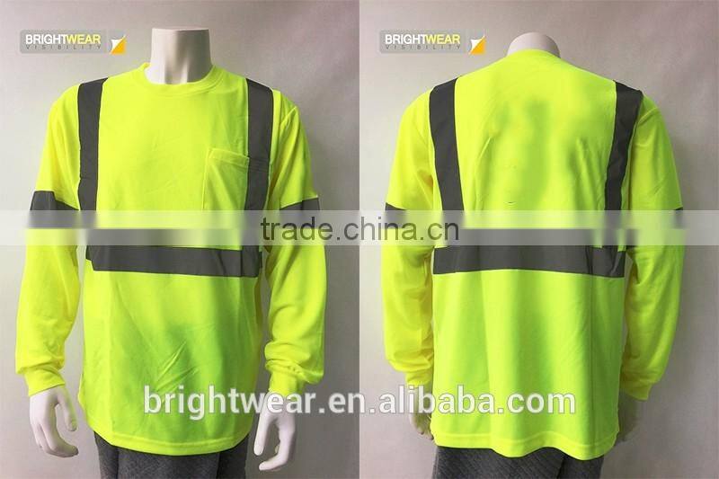 ANSI 107 high visibility long sleeve Chinastar sew-on tape breathable reflective tshirt