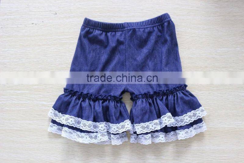 Boutique wholesale baby denim ruffle lovely shorts summer infant toddler girl shorts