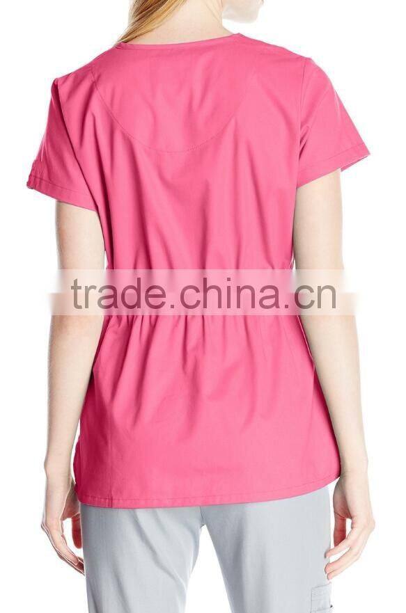 women's button-front scrub top longer length medical scrub