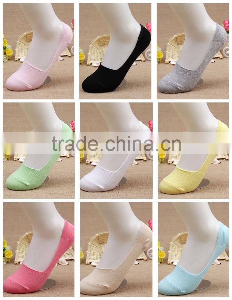 Fashion women summer candy color thin cotton ankle silicone non-slip sock