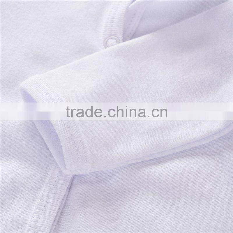 Baby White Footed Cotton Rompers Onesie Long Sleeve 3 Months White Plain Colour Bodysuit