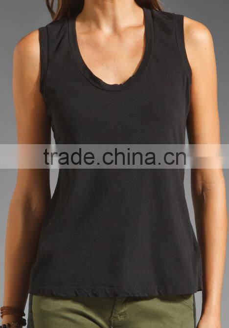 Sanded Jersey Wide Strap Plain Tank Top
