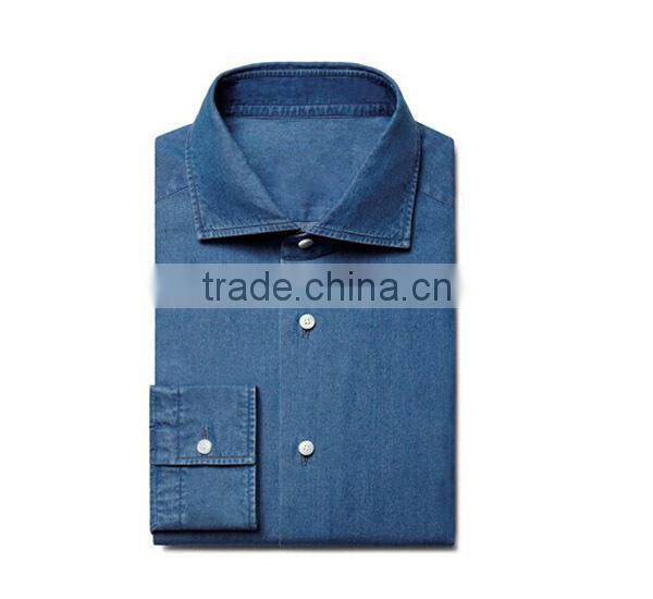 denim fabic spread collar shirt for men long sleeve shirt for men washed shirt