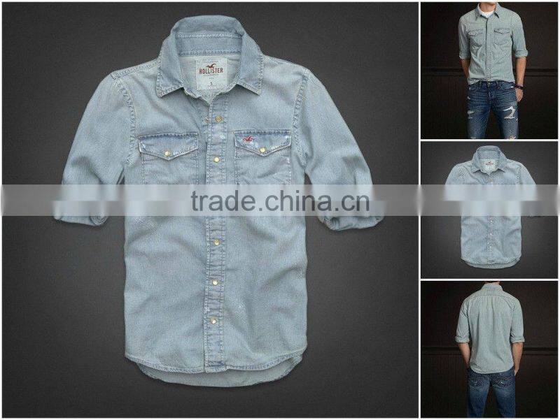 2016 MEN's denim shirt Size S M L XL