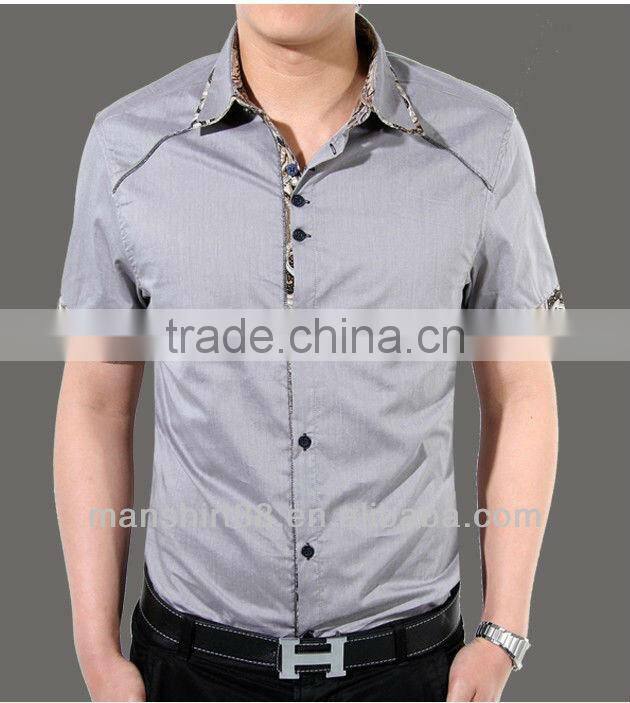 Stylish short sleeves pleated shoulder casual shirt