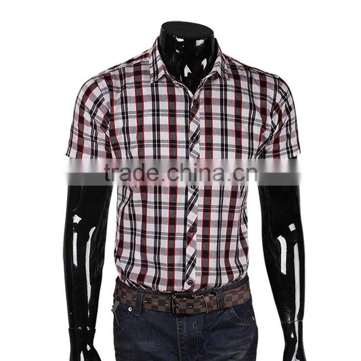 Popular Africa market short sleeve check pattern mens shirt design with customised logo for oem