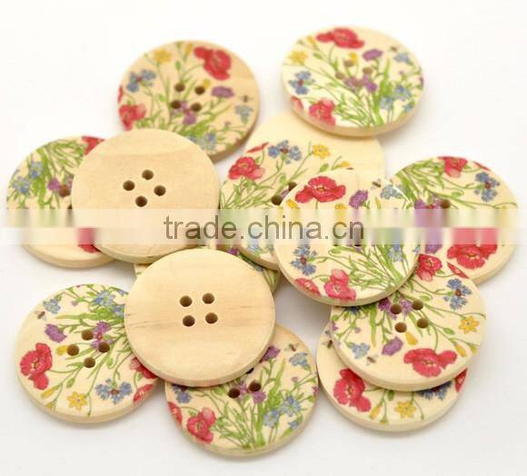 Bulk Sale Scrapbooking Flower 4 Holes Wood Painting Sewing Buttons