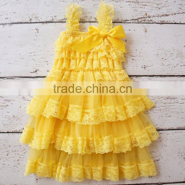 Wholesale boutique summer rustic floral lace girls dress vintage M5061815