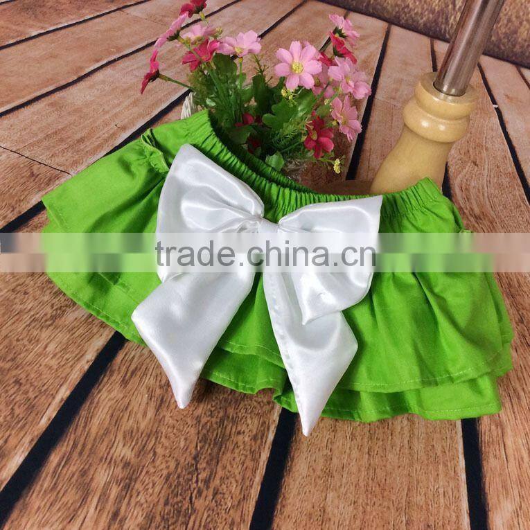 The newest design for baby girl ruffle raglan blue color elastic tutu divided skirt with big bowknot plain color adorable pants