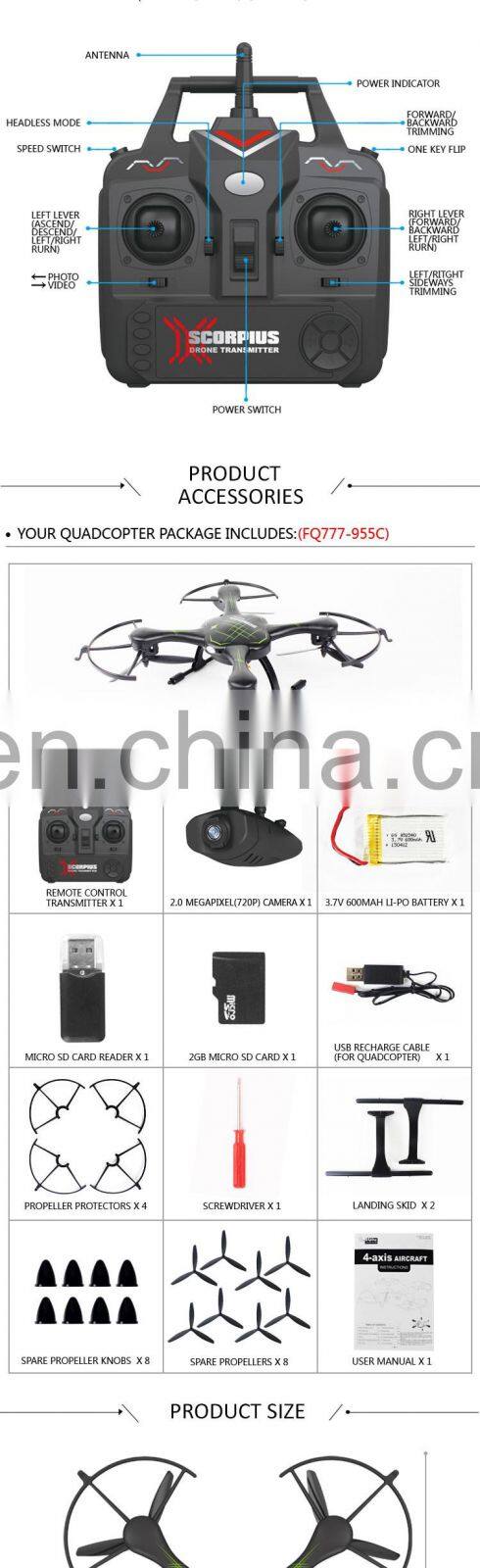 FQ777-955 Drone with HD Camera 720P Pixel
