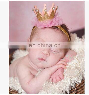 2017 newborn infant baby pearl crown headband DIY jewelry Baby Photography props Children girl hair accessories