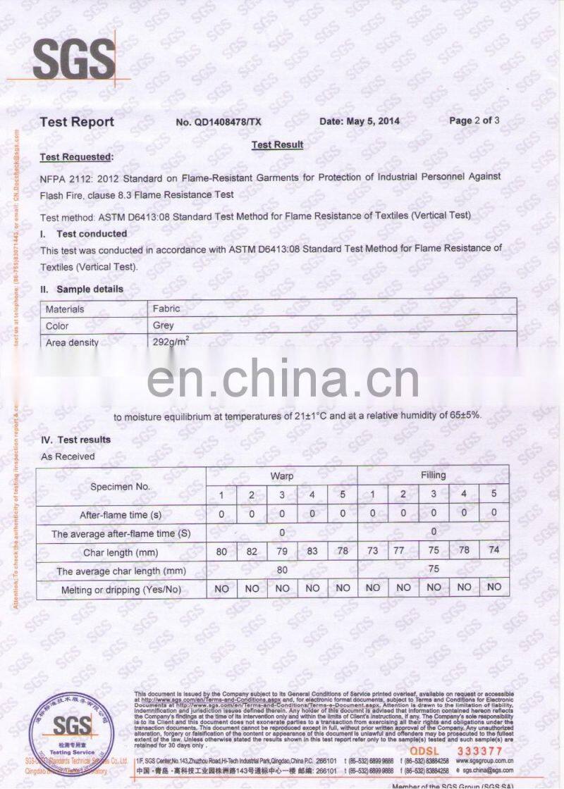 NFPA2112 HRC2 Flame Resistant coverall