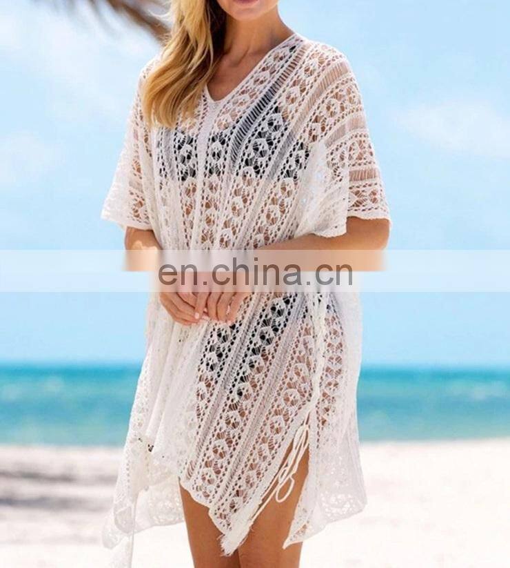 Plus size Sexy Beach Dress Cover-up Knit Bikini Cover up Pareo Tunic for Beach Sarong Pareos de Playa Mujer Swimsuit cover up