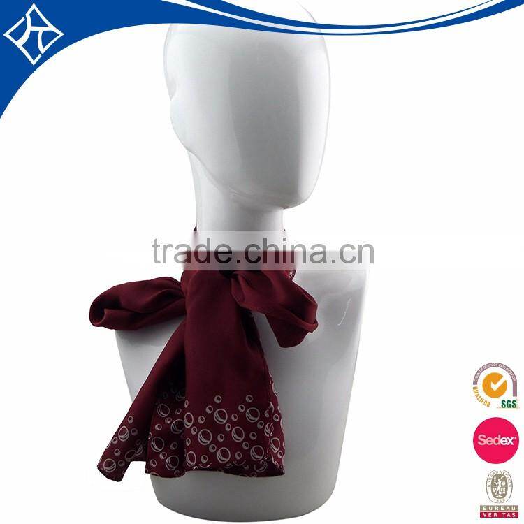 Long red women printed scarf with white bubble