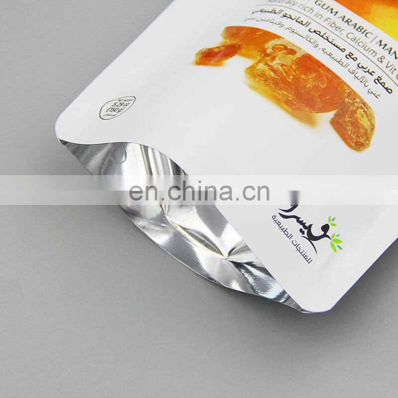 Custom printed White matte spice powder dried food package mylar bags with stand up resealable bags ziplock bag food