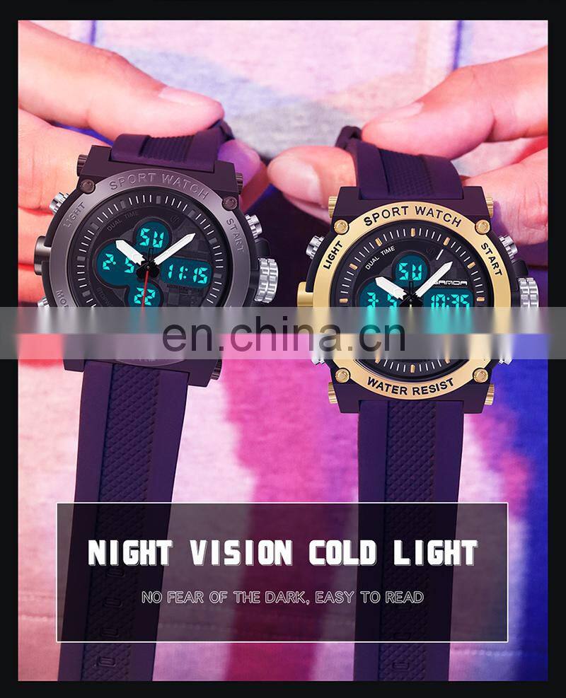 SANDA 3107 Top Brand Sports Men Watches Digital Male Clock Waterproof Digital Hand Watch