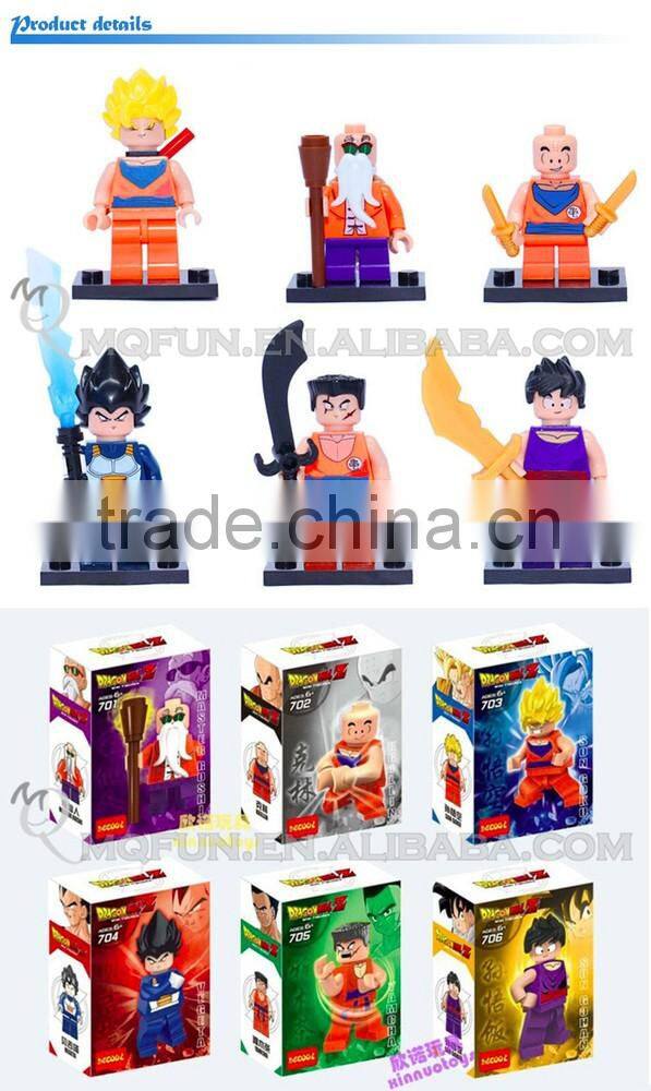 Mini Qute DECOOL 6pcs/set Anime Cartoon model Dragon Ball goku building block action figure educational toy NO.701-706