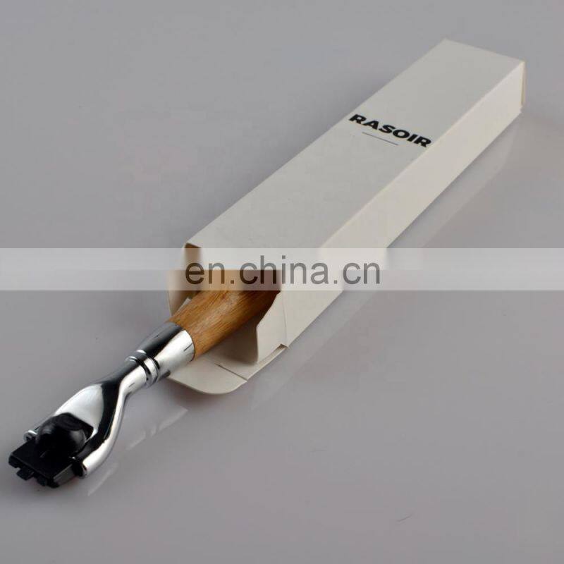 custom deluxe mens 3 blade reusable bamboo safety razor handle