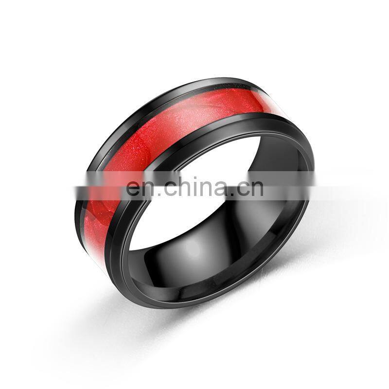 Fashion Colorful Shells Pattern Stainless Steel Couple Ring for Men Women Simple Titanium Steel Ring Wedding Party Jewelry Gifts