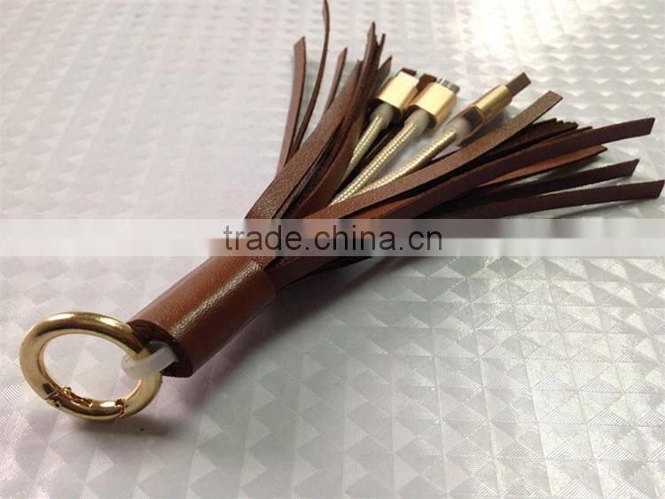 New Arrival Alibaba Leather Nylon Braided 2 in 1 Usb Cable For Iphone 5