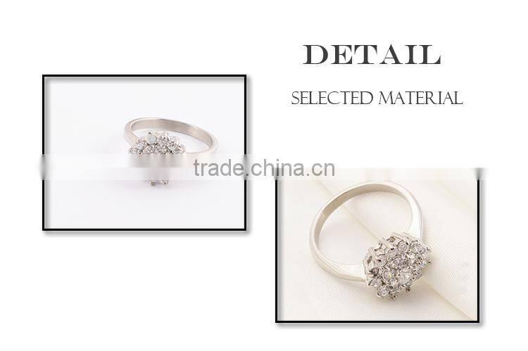 2015 hot new jewelry pave crystal wedding ring silver lady rings