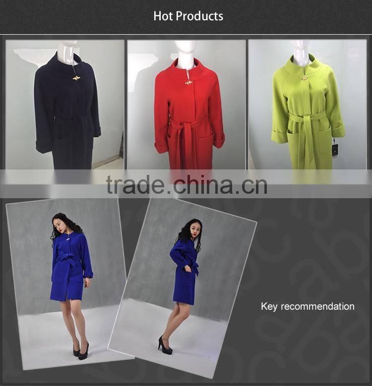 2016 made in China hot sale wool women's coat wholesale price keep warm ladies long coat design