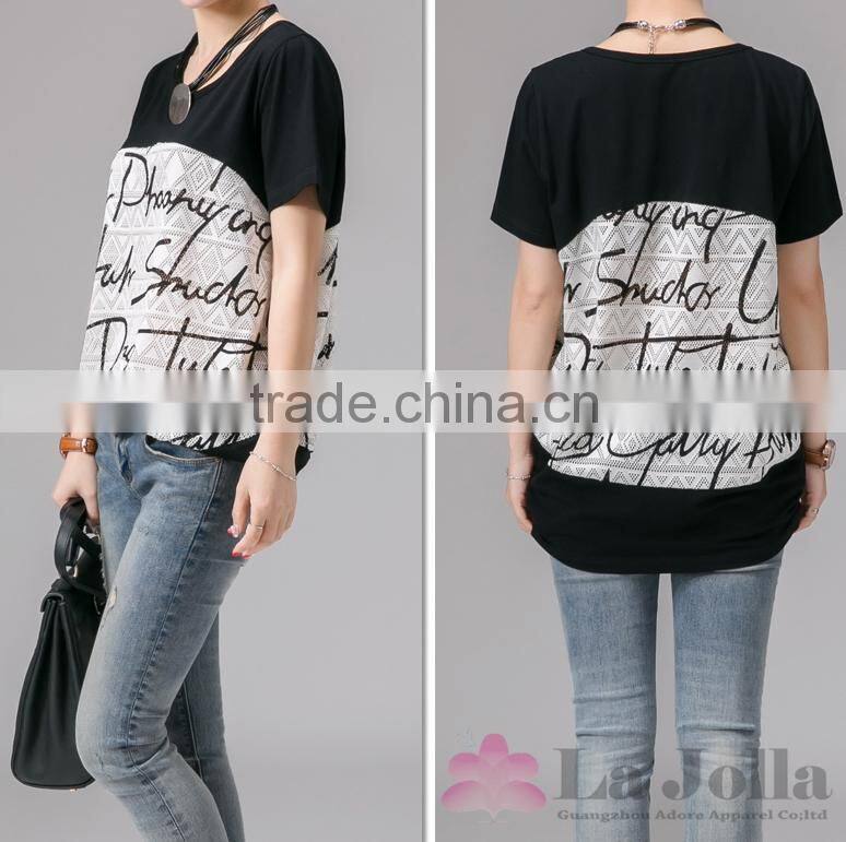 Latest Summer Fashion Ladies Simple style short sleeves T-shirt 124