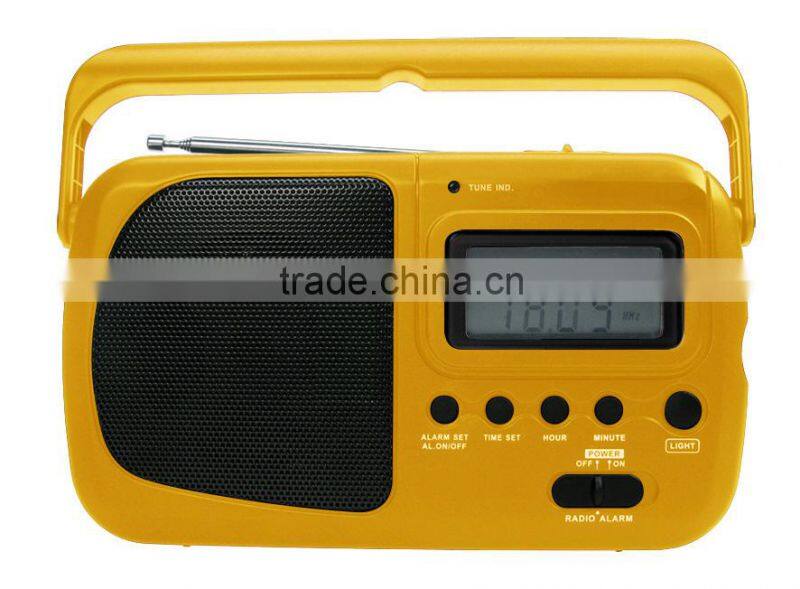 Cute Yellow Multiband AM FM Digital Clock Portable Radio