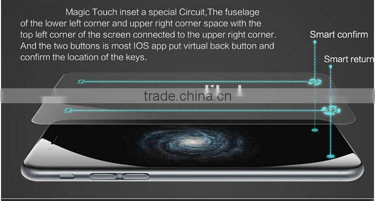 2015 creative design magic touch tempered glass screen protector for iphone 6 with smart touch back and confirm buttons