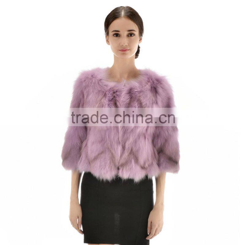 Hot Sell Short style Lady Winter charming Clothing Natural Fox Foot Fur Coat