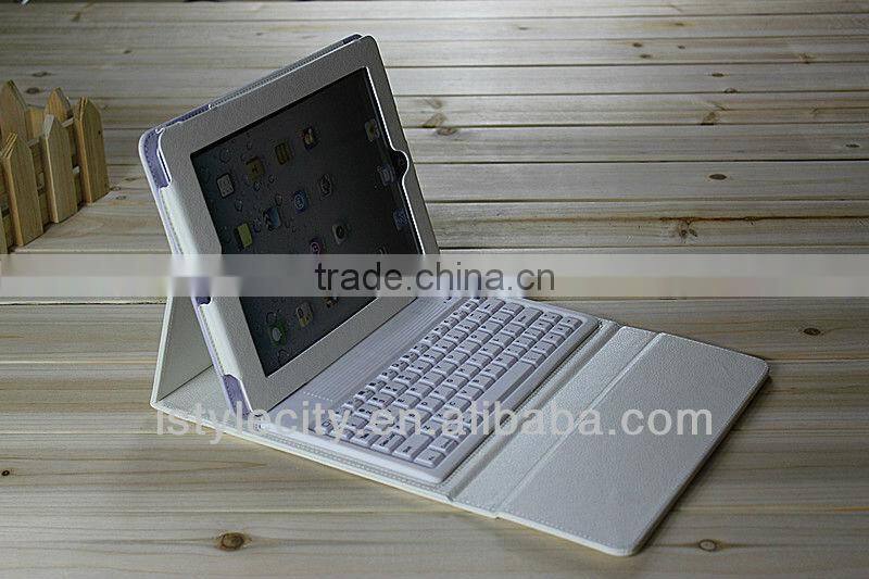 PU white Leather Case Wireless Bluetooth Keyboard for iPad