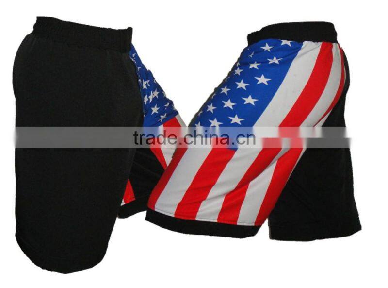 MMA short with Flag USA Front Back