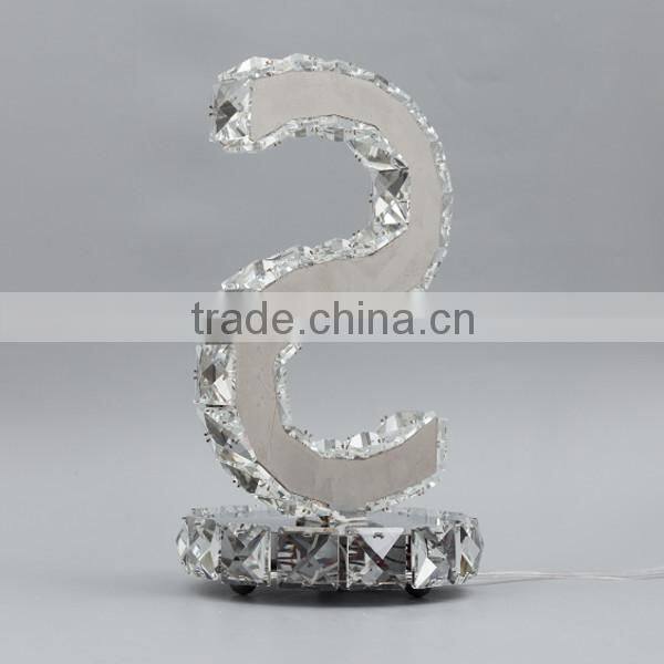 S shaped crystal table lamp