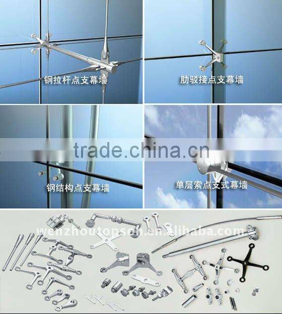 Stainless Steel Routel Fitting , Point-fixed glass wall fitting
