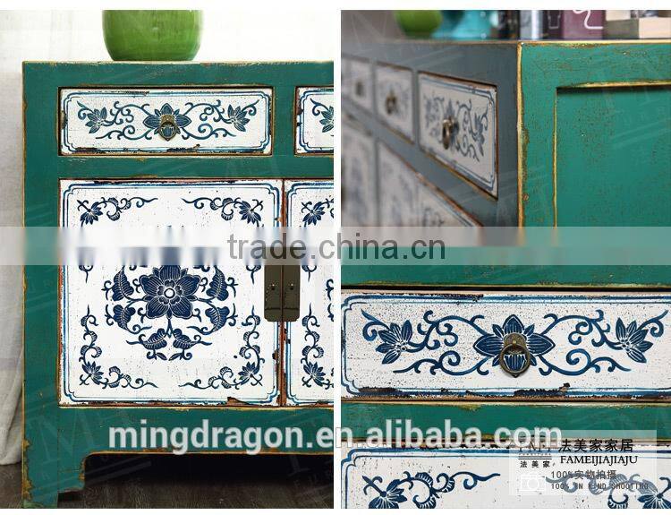 Antique Oriental Furniture-Tibetan Antique Painted Cabinet