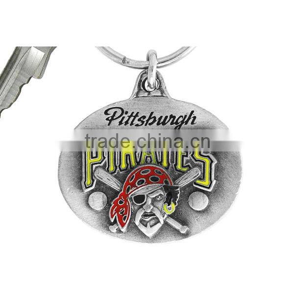 Lead & Nickel Free!! Softball MOM Key Chain Silver Tone Oval That Displays A Softball & Bats Keyring