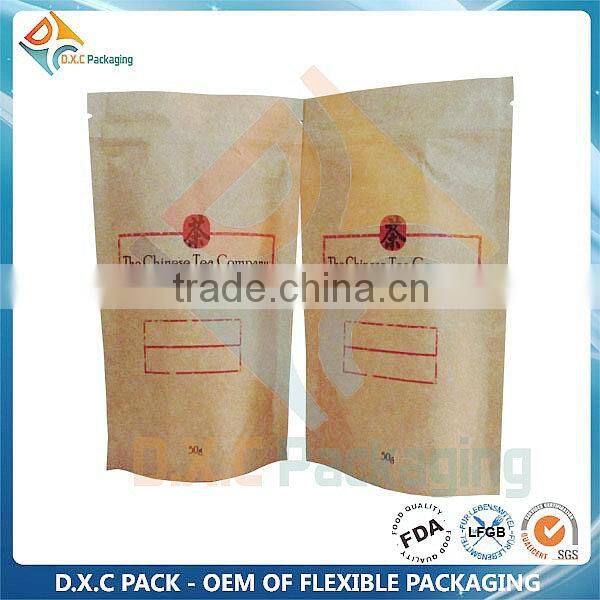 Custom Print Heat Seal Aluminum Foil Paper Bag With Zipper For Food Packaging