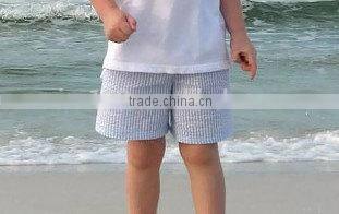 OEM design Hot Sale Seersucker boys shorts matching seersucker gingham clothing set for children