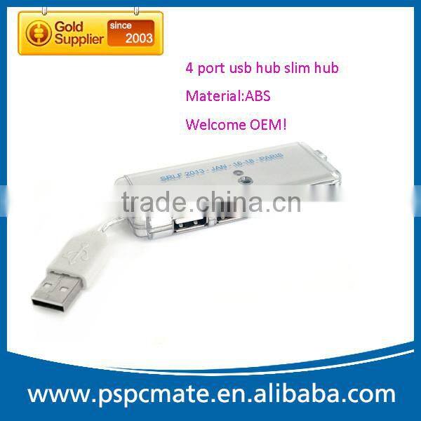 China origin best portable slim promotion gift crystal 2.0 mini 4 port hubs